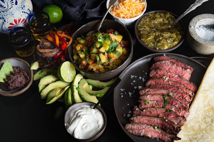 Grilled Flank Steak Fajitas with Coffee and Mexican Spice Marinade